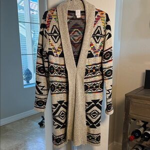 NOTHERN ANGEL SOUTHWEST Patterned Open Front Cardigan L